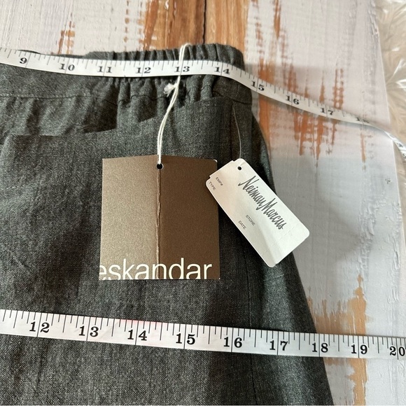 Eskandar Gray Linen Front Panel Midi Skirt Size 1 - Picture 10 of 10